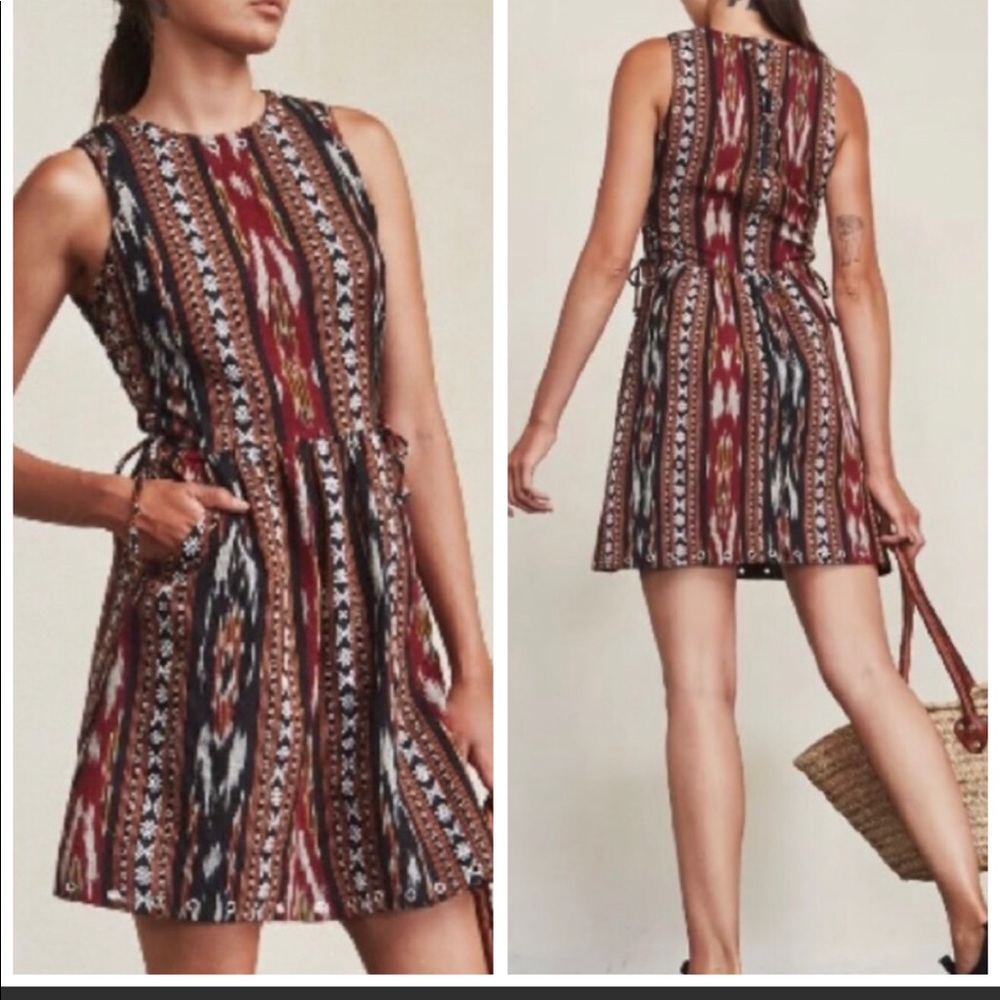 Reformation Bronco Lace Up Mini Dress Size 8 - Picture 1 of 8